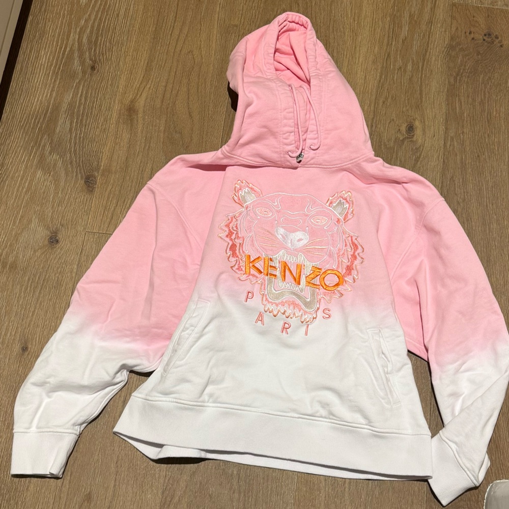 KENZO Logo Graphic Dip Dye Hoodie tiger embroidery pullover sweatshirt